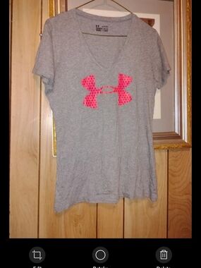 Under Armour Gray Short Sleeve Tee with Pink Logo